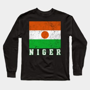 Niger / Vintage Look Flag Design Long Sleeve T-Shirt